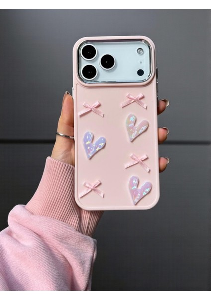 Apple Iphone 17 Pro Uyumlu Kılıf Kurdele ve Kalp Figürlü Darbeye Dayanıklı Yumuşak Silikon Kapak fırsatları