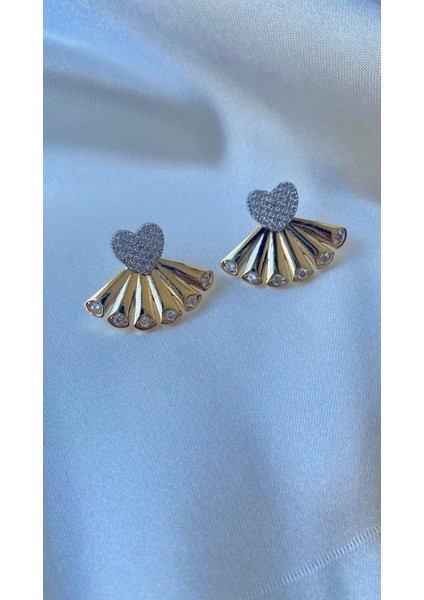 Tasarım Ithal Çelik Taşlı Yelpaze Küpe modelleri