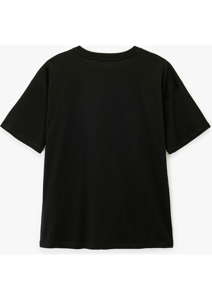Kısa Kollu Bisiklet Yaka Baskılı Oversize Tişört fiyatları