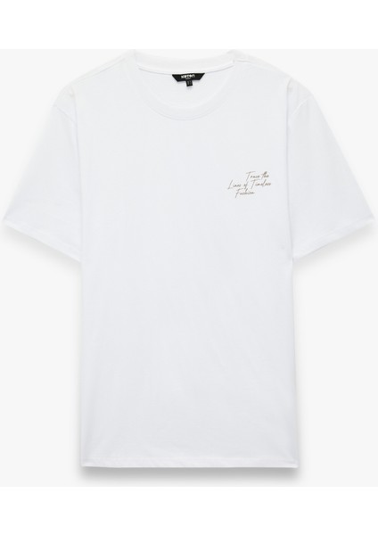 Regular Fit Kısa Kollu Pamuklu Bisiklet Yaka Baskılı Tişört