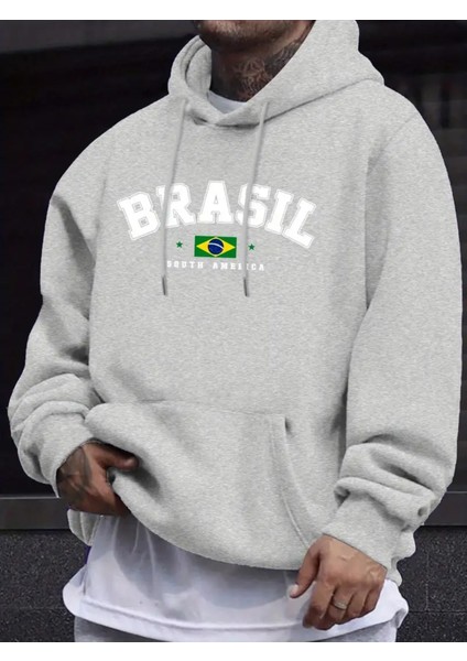 Erkek Casual Kapüşonlu Sweatshirt, Brezilya Güney Amerika Geometrik Desen