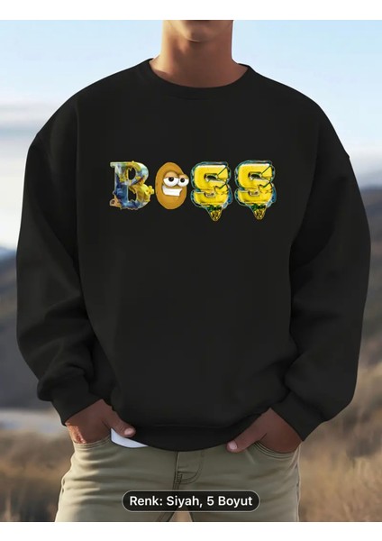 Akan Grafik Desenli Sarı Renkli Yuvarlak Yaka Sweatshirt