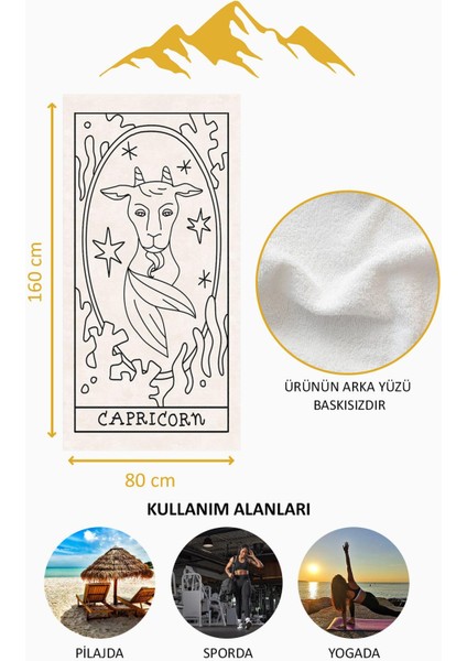 Dijital Baskı Plaj Deniz Havlusu Oğlak Burcu Desenli Peştamal HVL0044 fırsatları