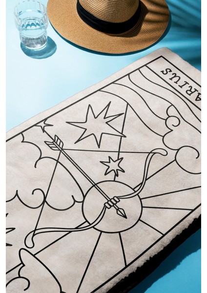 Dijital Baskı Plaj Deniz Havlusu Yay Burcu Desenli Peştamal HVL0052 fiyatları