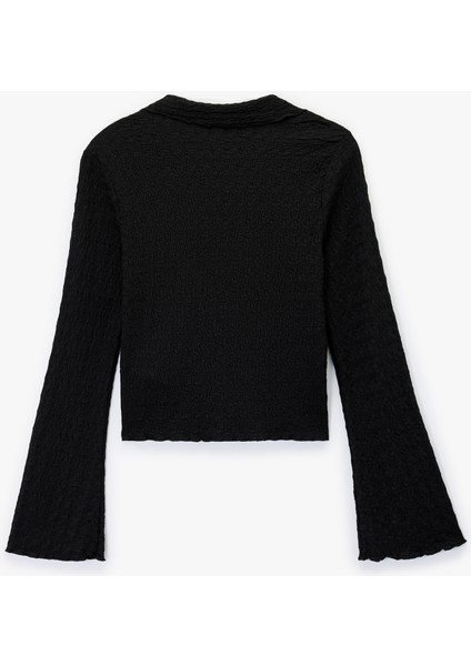 Slim Fit Uzun Kollu Düğmeli Dokulu Klasik Yaka Bluz fiyatları