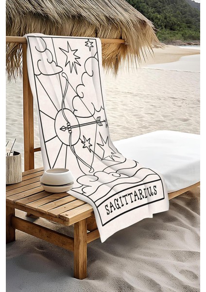 Dijital Baskı Plaj Deniz Havlusu Yay Burcu Desenli Peştamal HVL0052 modelleri