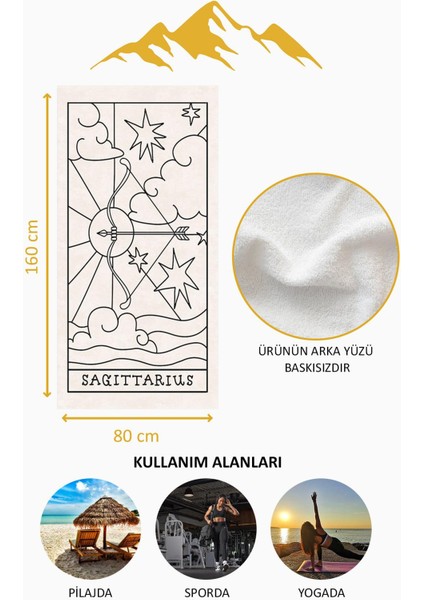 Dijital Baskı Plaj Deniz Havlusu Yay Burcu Desenli Peştamal HVL0052 fırsatları