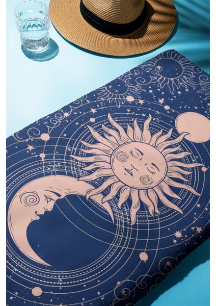 Dijital Baskı Plaj Deniz Havlusu Ay ve Yıldız Desenli Peştamal HVL0149 fiyatları