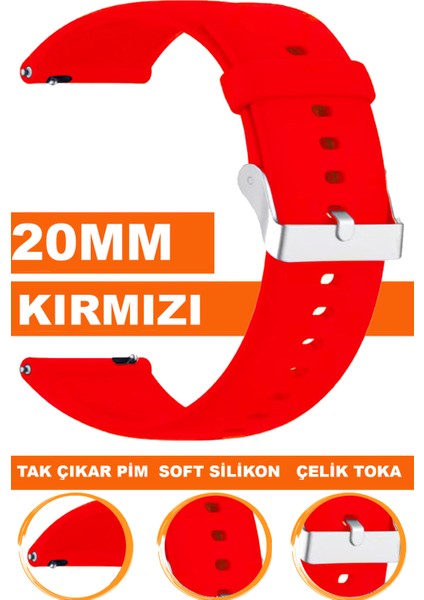 samsung galaxy 4 5 5 pro 6 40mm-42mm-44mm-46mm kasa uyumlu 20mm soft silikon saat kordonu kayışı a72-kırmızı