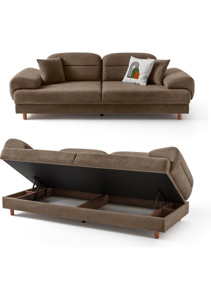 Lizbon Yataklı Sandıklı Koltuk Takımı 3+3+1+1 Kahverengi