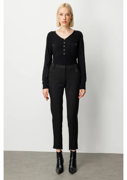 Beli Lastikli Simli Kumaş Pantolon