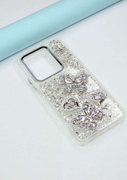 Infinix Hot 30 Kılıf Kelebek Desenli Parlak Simli Kapak fırsatları