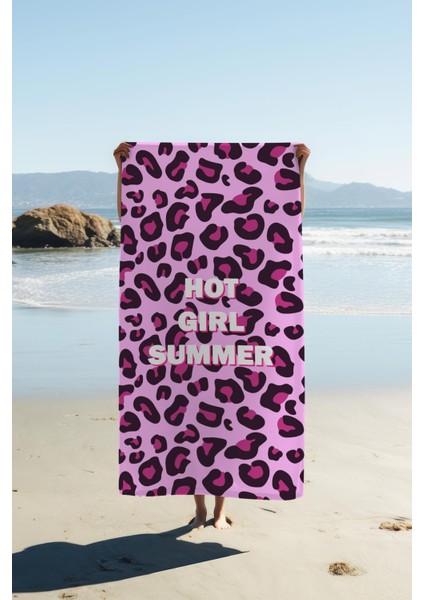 Dijital Baskı Plaj Deniz Havlusu Leoparlı Desen Peştamal HVL0015