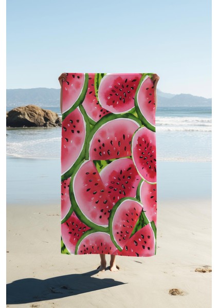 Dijital Baskı Plaj Deniz Havlusu Karpuz Desenli Peştamal HVL0020