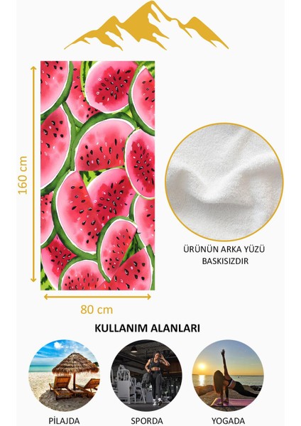 Dijital Baskı Plaj Deniz Havlusu Karpuz Desenli Peştamal HVL0020 fırsatları