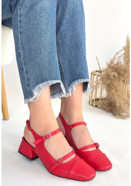 Doran Kırmızı Cilt Topuklu Ayakkabı
