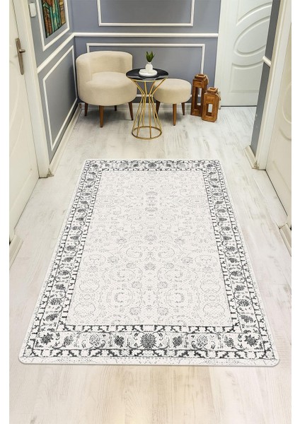 Vintage Desen Dijital Baskı Kaymaz Taban Halı H1036