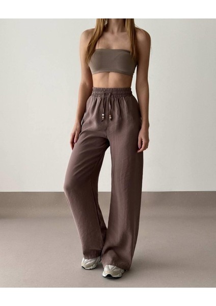 Boncuk Detaylı Beli Lastikli Modal Kumaş Kadın Pantolon fiyatları
