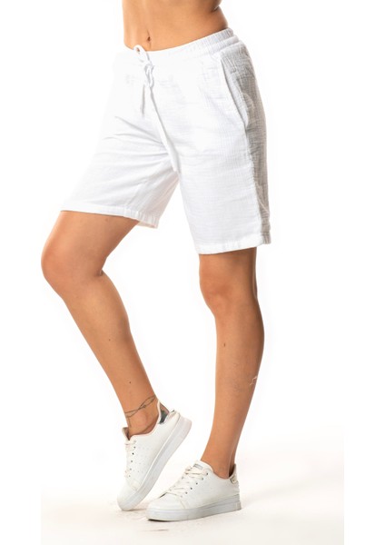 Inci Bağlamalı Uzun Yazlık Müslin Şort Beyaz Byz indirimleri