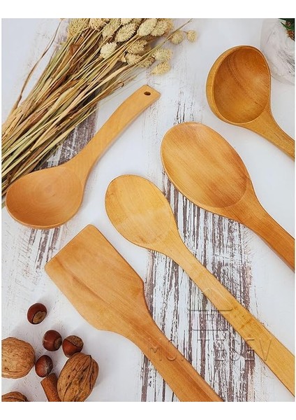 Ahşap Tahta Mutfak Kaşık Seti 6 Parça Kayın, Şimşir ve Bambu Ağacı Ağaç Kaşık MNT-016 fiyatları