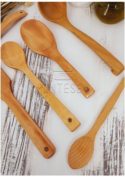 Ahşap Tahta Mutfak Kaşık Seti 6 Parça Kayın, Şimşir ve Bambu Ağacı Ağaç Kaşık MNT-016 modelleri
