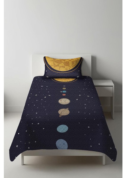 Parlak Kadife Kumaş Tek Kişilik Çocuk Yatak Örtüsü Seti (2 Parça) TKY0009