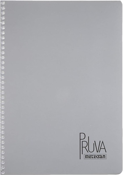Pruva A4 Pet Spiralli Karton Kapaklı Defter 144 Yaprak - Kareli - Gri