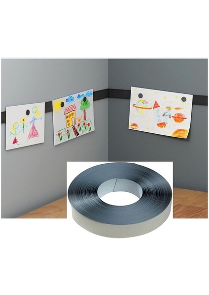 1 Metre Mıknatıs Tutan Yapışkanlı Metal Şerit Bant Siyah - 2 cm Genişlik modelleri