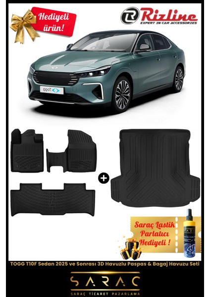 Togg T10F Sedan 2025 ve Sonrası 3D Havuzlu Paspas & Bagaj Havuzu Seti+(Hediyeli!) fiyatları