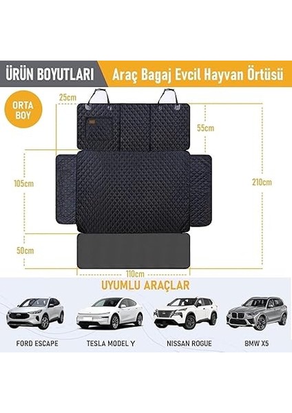 Araç Bagaj Örtüsü, Evcil Hayvan Köpek Bagaj Koruma Kılıfı - Suv, Sedan, Pickup Panelvan Bagaj Havuzu, Araba Için Su Geçirmez Bagaj Koruyucu Kılıf Örtü Mat- Medium - Siyah modelleri