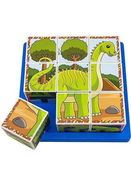 Dinozorlar 3D Puzzle Seri 2 - (9 Küp 6 Dinazor Yapboz)