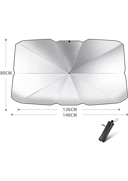 Hoala Araç Içi Ön Cam Güneşliği, Katlanabilir Şemsiye Şeklinde Otomobil Ön Cam Güneşliği,%99 Etkin Koruma, Otomobil, Suv, (140 x 79 Cm) indirimleri
