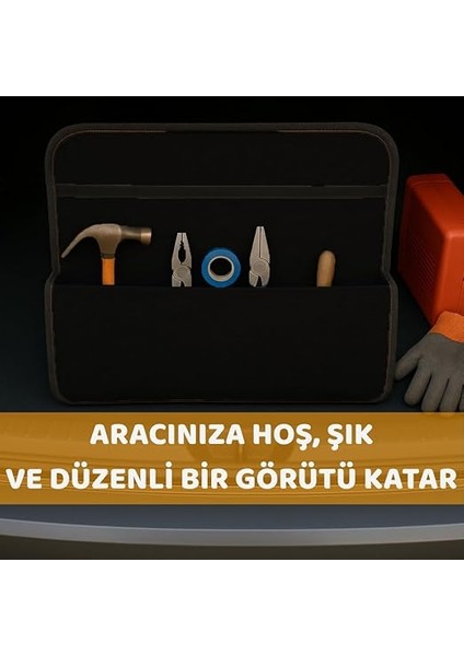Premium Keçe Araç Bagaj Organizeri Suya Dayanıklı Pratik Taşınabilir Katlanabilir Seyahat Çantası Araç Içi Düzenleme Kutusu (Siyah) fırsatları