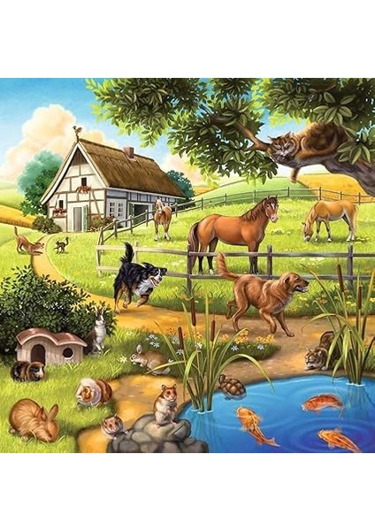 92659 Dağ Hayvanları Çocuk Puzzle, Çok Renkli, 3X49 Parça fırsatları