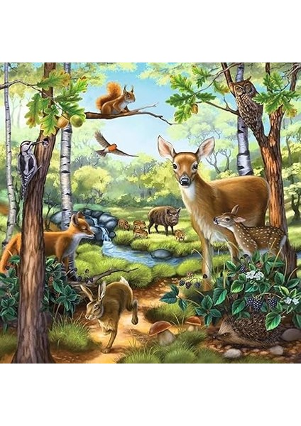 92659 Dağ Hayvanları Çocuk Puzzle, Çok Renkli, 3X49 Parça indirimleri