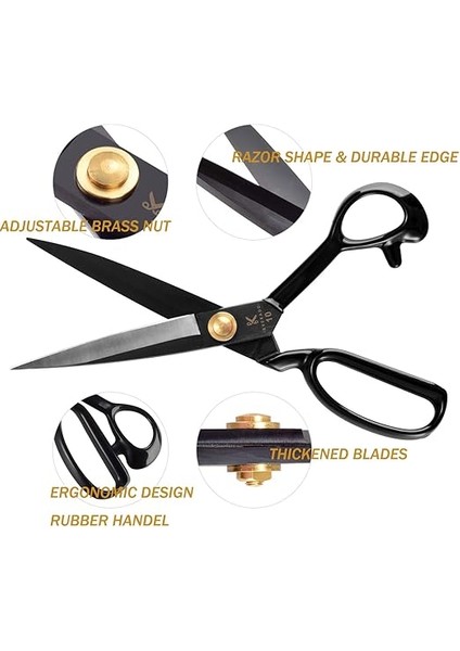 Kumaş Makas 25.5cm - Kumaş Giyim Deri Sağ Elle Siyah Kesim Için Terzi Makas fiyatları