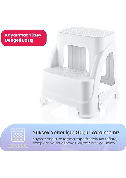 Life Merdivo 2 Basamaklı Büyük Boy Merdiven – Kaymaz Taban, Hafif ve Dayanıklı (Beyaz) fiyatları