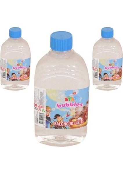 Bubbles Köpük 3 Adet Baloncuk Likiti Yedek Baloncuk Solüsyon 500 ml