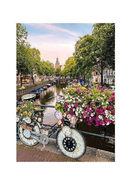 Puzzle 17596 - Amsterdam'da Bisiklet ve Çiçekler - 1000 Parçalı fiyatları