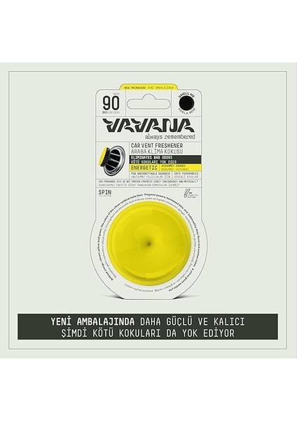 Spin Araba Klima Kokusu - Profesyonel Otomobil Kokusu | Bpa & Sıvı Içermez | 90 Gün Etkili | Araç Parfümü (Energetıc) fiyatları