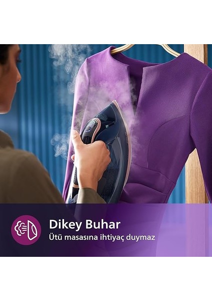 8000 Serisi Azur Buharlı Ütü, 3000W, 260G Turbo Şok Buhar, 85G/DK Sürekli Buhar, Sıfır Yanık Riski, 50ML'LIK Su Haznesi, Optimaltemp Teknolojisi, Steamglide Elite Taban, DST8050/20 fırsatları