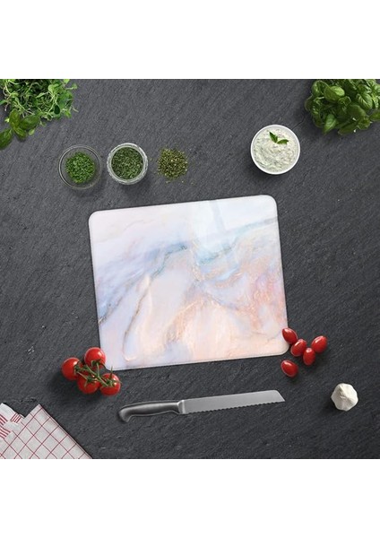Supreme Mermer Görünümlü | Cam Kesme Tahtası (29CM x 34CM)