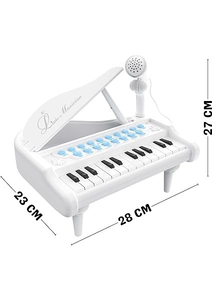 Mp3 Çalar Özellikli 24 Tuşlu Mikrofonlu Mini Piyano Jak Girişi Harici Hoparlör (Beyaz) fiyatları