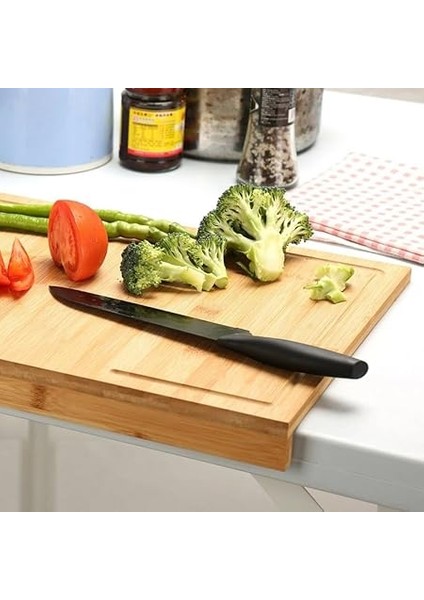 Tezgah Üstü Bambu Kesme Tahtası, Kaymaz Ekmek Tahtası, Kenarlı Kesme Tepsisi Orta Boy (35CM*25CM) - Tezgah Üstü Bambu Kesim Panosu Antibakteriyel ve Hijyenik, Dayanıklı ve Sağlam. fırsatları
