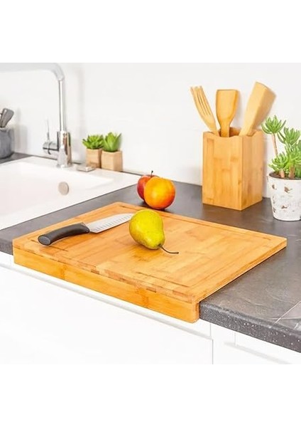 Tezgah Üstü Bambu Kesme Tahtası, Kaymaz Ekmek Tahtası, Kenarlı Kesme Tepsisi Orta Boy (35CM*25CM) - Tezgah Üstü Bambu Kesim Panosu Antibakteriyel ve Hijyenik, Dayanıklı ve Sağlam. indirimleri