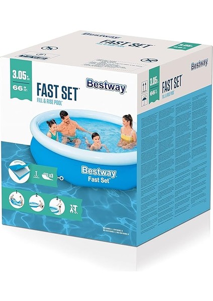 Fast Set Ayaklı Havuz Pompasız 305 x 66 Cm, Mavi, Yuvarlak modelleri