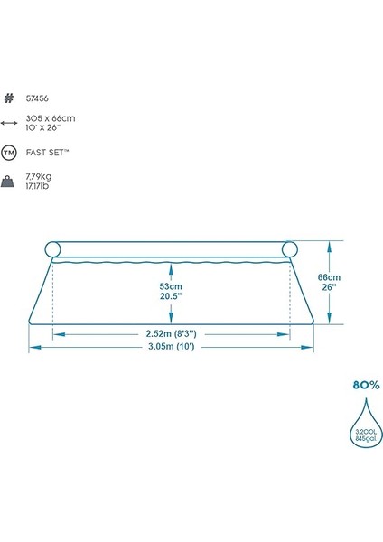 Fast Set Ayaklı Havuz Pompasız 305 x 66 Cm, Mavi, Yuvarlak fırsatları