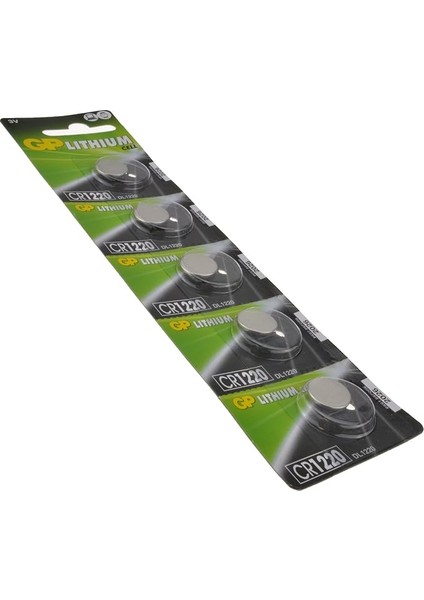 Batteries CR1220 1220 Boy Lityum Düğme Pil, 3 Volt, 5'li Kart