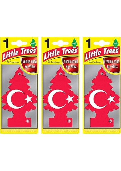 Trees 3'lü Türk Bayrağı Vanilya Aromalı Asma Oto Kokusu