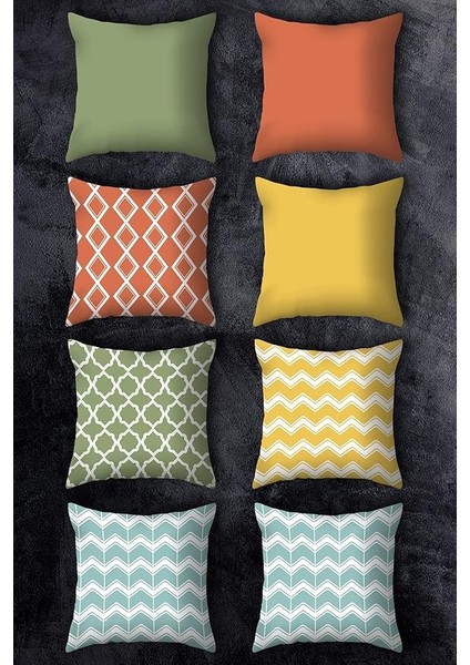 Çift Tarafı Baskılı 43X43 Kırlent Kılıfı 8'li Set Kombini